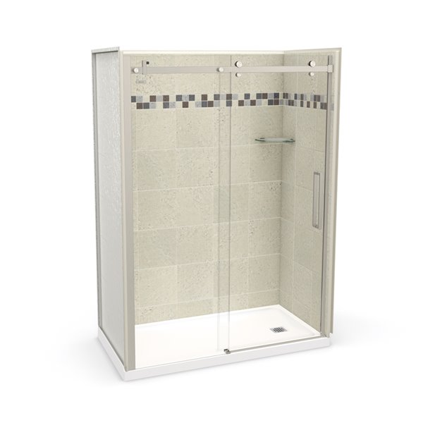 MAAX Utile Alcove Shower Kit with Right Drain 60in x 32in Stone