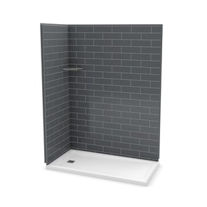 Ensemble de douche en coin Utile par MAAX gris foudre rectangulaire 60 po x 32 po x 84 po avec drain à gauche, 3 pièces