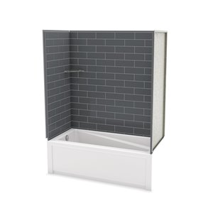 Ens. baignoire-douche Utile par MAAX avec drain à gauche, 60 po x 30 po x 81 po, gris foudre, 4 pièces