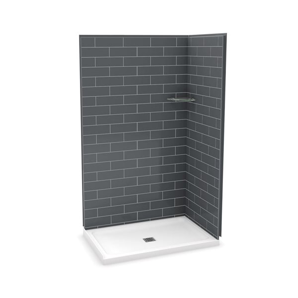 MAAX Utile 48-in x 32-in x 84-in Thunder Grey Rectangular Corner Shower Kit with Centre Drain - 3-Piece