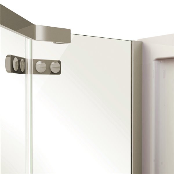 MAAX Hana 38-in x 38-in x 78.75-in Brushed Nickel Neo-Angle Corner Shower Kit with Centre Drain - 2-Piece