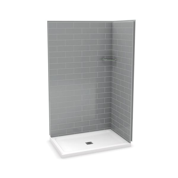 MAAX Utile 48-in x 32-in x 84-in Ash Grey Rectangular Corner Shower Kit with Centre Drain - 3-Piece
