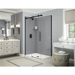 MAAX Utile 48-in x 32-in x 84-in Ash Grey Rectangular Corner Shower Kit with Centre Drain - 3-Piece