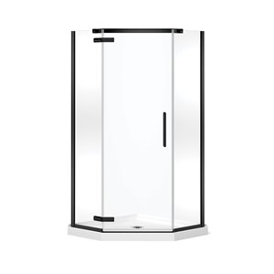 MAAX Hana Neo-Angle Shower Kit with Base - 38-in x 38-in x 78.75-in - Matte Black - 2-Piece