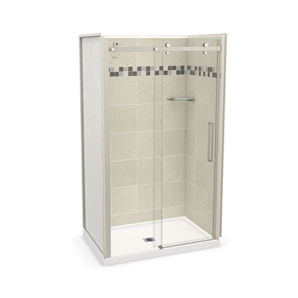 MAAX Utile Alcove Shower Kit with Central Drain 48in x 32in Stone