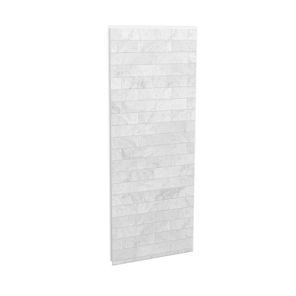 MAAX Utile 48-in x 32-in x 84-in Marble Carrara Rectangular Corner Shower Kit with Centre Drain - 3-Piece