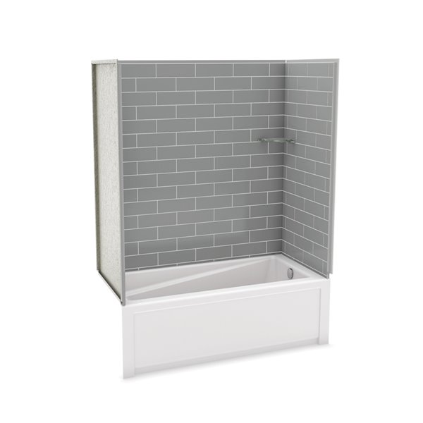 Ensemble de bain-douche Utile par MAAX gris cendre de 60 po x 30 po x 81 po avec drain à droite, 4 pièces