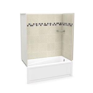 Ens. baignoire-douche Utile par MAAX avec drain à droite, 60 po x 30 po x 81 po, Stone Sahara, 4 pièces
