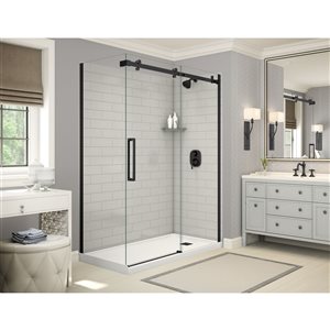 MAAX Utile Corner Shower Kit with Right Drain - 60-in x 32-in x 84-in - Soft Grey - 3-Piece