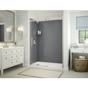 MAAX Utile Alcove Shower Kit with Left Drain - 60-in x 32-in - Thunder Grey - 4-Piece