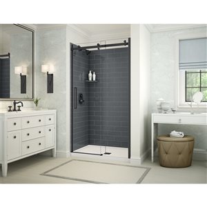 MAAX Utile 48-in x 32-in Thunder Grey Alcove Shower Kit with Centre Drain - 4-Piece