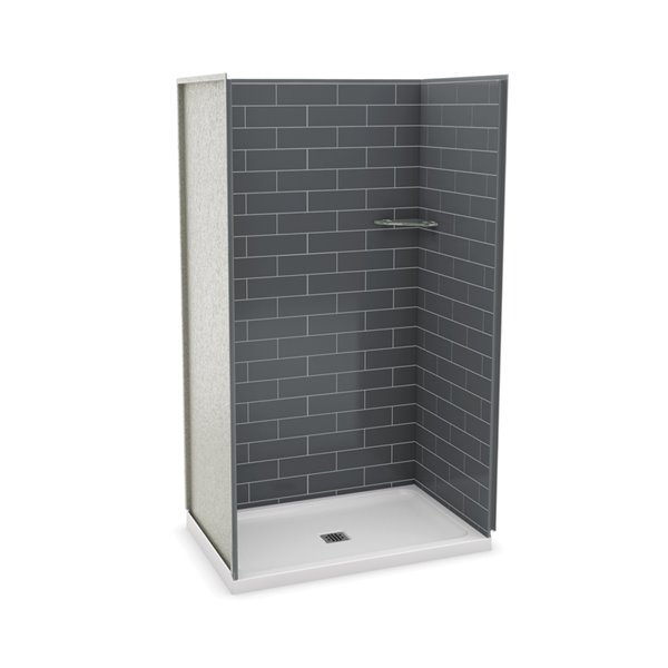 Ensemble de douche en alcôve Utile par MAAX gris foudre de 48 po x 32 po avec drain central, 4 pièces