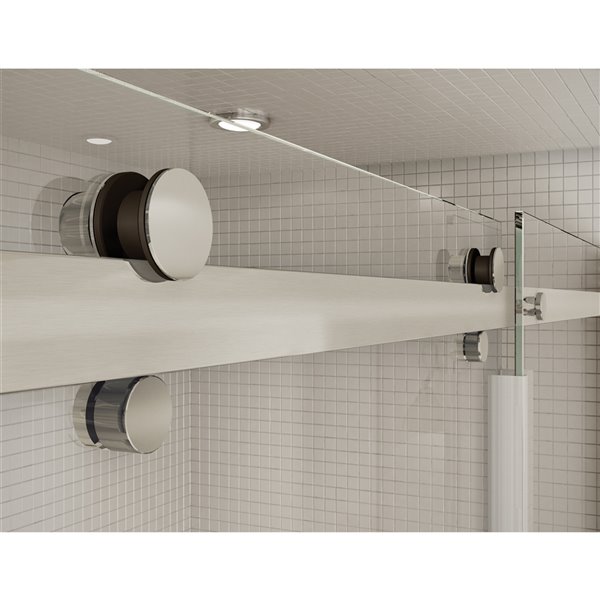 MAAX Utile Marble Carrara and Brushed Nickel Alcove Shower Kit with Left Drain 60-in x 32-in 5-Piece