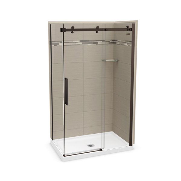 MAAX Utile Corner Shower Kit with Central Drain 48in x 32in x 84in