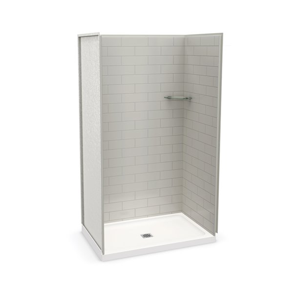 Ensemble de douche en alcôve Utile par MAAX gris doux de 48 po x 32 po avec drain central, 4 pièces