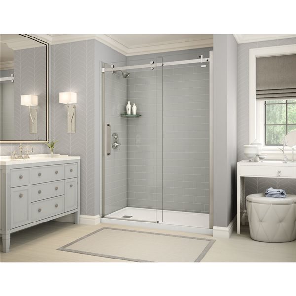 Maax Utile Alcove Shower Kit With Left Drain 60 In X 32 In Soft Grey 4 Piece Rona