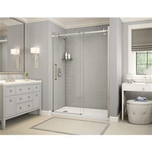 MAAX Utile Alcove Shower Kit with Left Drain - 60-in x 32-in - Soft Grey - 4-Piece