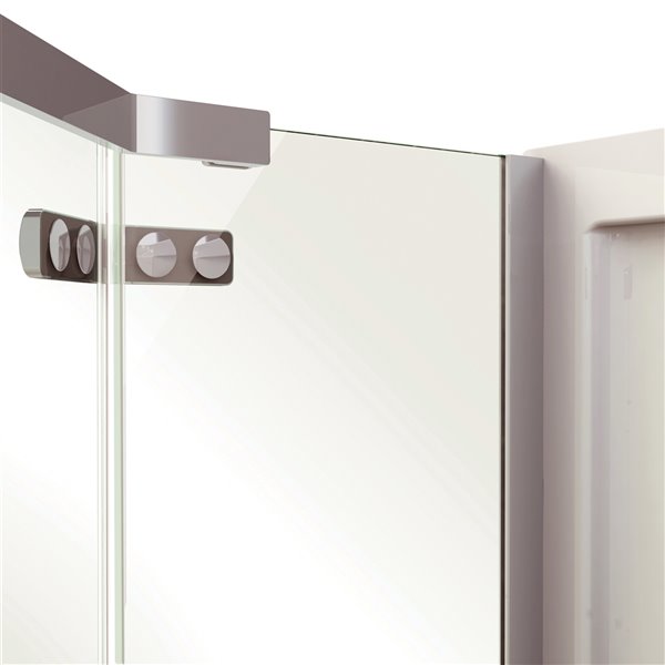 MAAX Hana 40-in x 40-in x 78.75-in Chrome Neo-Angle Corner Shower Kit with Centre Drain - 3-Piece