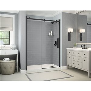 MAAX Utile 60-in x 32-in Ash Grey Alcove Shower Kit with Right Drain - 4-Piece