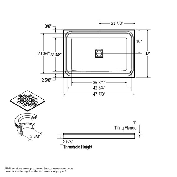 MAAX Utile Corner Shower Kit with Left Drain - 48-in x 32-in x 84-in - Stone Sahara - 3-Piece