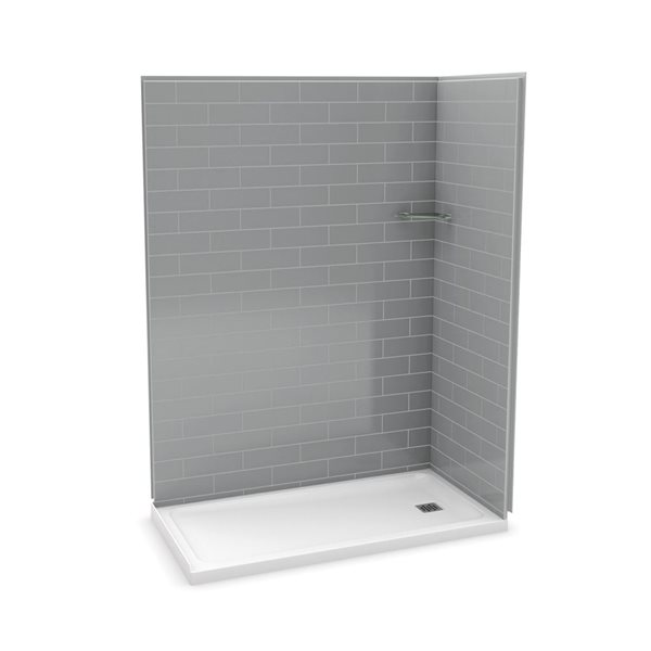 MAAX Utile 60-in x 32-in x 84-in Ash Grey Corner Shower Kit with Right Drain - 3-Piece