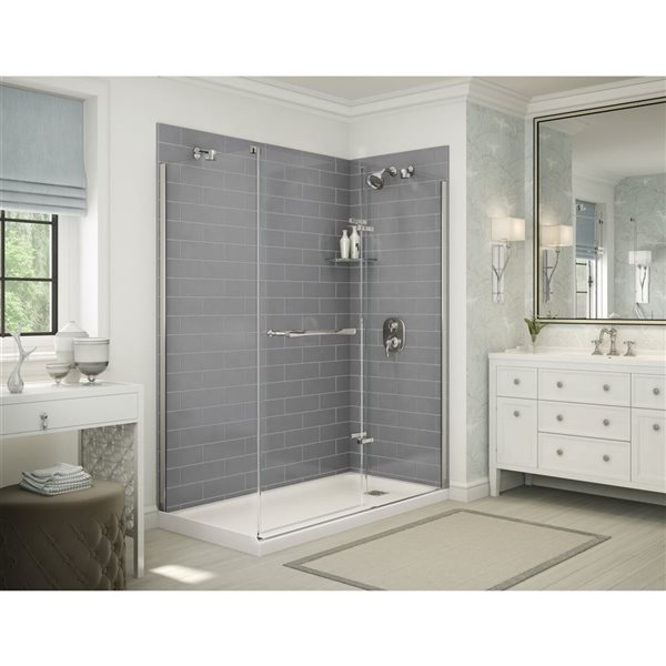 MAAX Utile 60-in x 32-in x 84-in Ash Grey Corner Shower Kit with Right ...