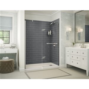 MAAX Utile 60-in x 32-in Thunder Grey Alcove Shower Kit with Right Drain - 4-Piece