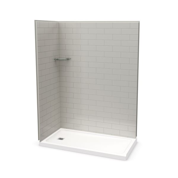 MAAX Utile 60-in x 32-in x 84-in Soft Grey Rectangular Corner Shower Kit with Left Drain - 3-Piece