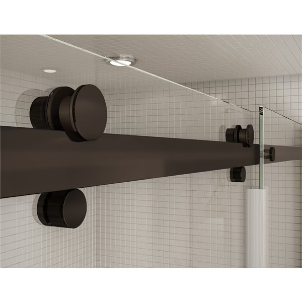 MAAX Utile Alcove Shower Kit with Left Drain - 60-in x 32-in - Stone Sahara/Dark Bronze - 5-Piece