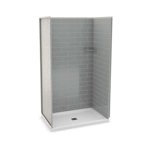 Ensemble de douche en alcôve Utile par MAAX gris cendre de 48 po x 32 po avec drain central, 4 pièces