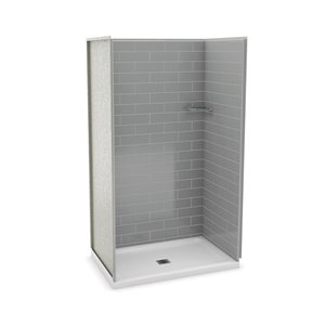 Ensemble de douche en alcôve Utile par MAAX gris cendre de 48 po x 32 po avec drain central, 4 pièces