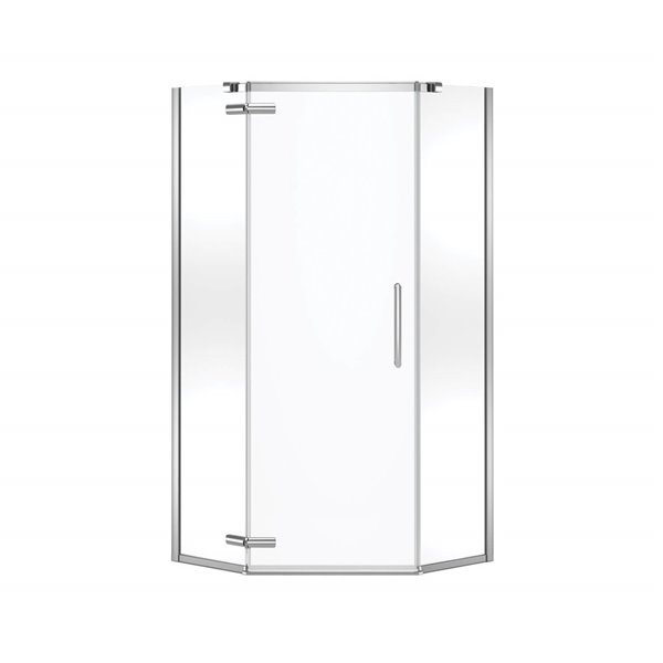 Cabine de douche néo-angle Hana par MAAX avec base, 40 po x 40 po x 78.75 po, chrome, 2 pièces