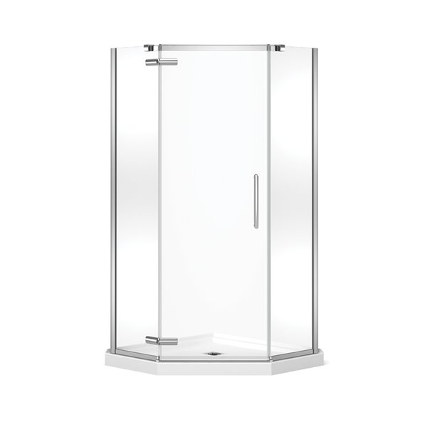 MAAX Hana 40-in x 40-in x 78.75-in Chrome Neo-Angle Corner Shower Kit with Centre Drain - 2-Piece