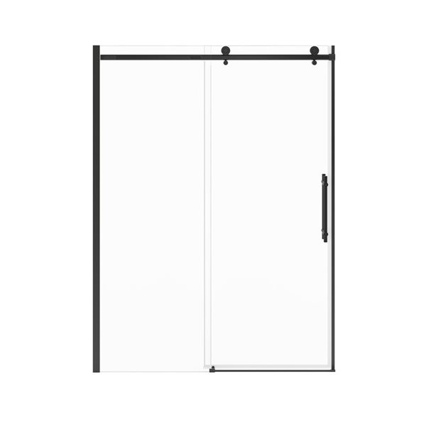 MAAX Odyssey SC 57-in x 59 1/2-in x 78-in Frameless Matte Black Sliding Shower Door (Clear Glass)