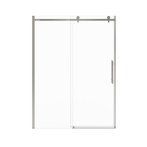 Porte de douche coulissante Odyssey SC par MAAX nickel brossé sans cadre 57 po x 59 1/2 po x 78 po (verre transparent)