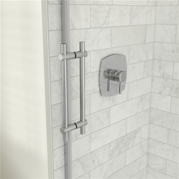 MAAX Odyssey SC 57-in x 59-1/2-in x 78-in Frameless Chrome Sliding Shower Door (Clear Glass)