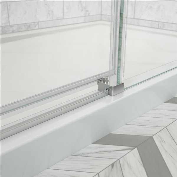 MAAX Odyssey SC 57-in x 59-1/2-in x 78-in Frameless Chrome Sliding Shower Door (Clear Glass)