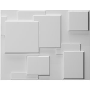 Dundee Decor Falkirk Fifer Geometric Squares 3D Wall Panel - 2.6-ft x 2.1-ft - Off-White - 10-Pack