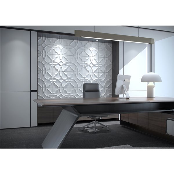 Dundee Decor Falkirk Fifer Quatrefoil Clover 3D Wall Panel - 1.6-ft x 1.6-ft - Off-White - 10-Pack