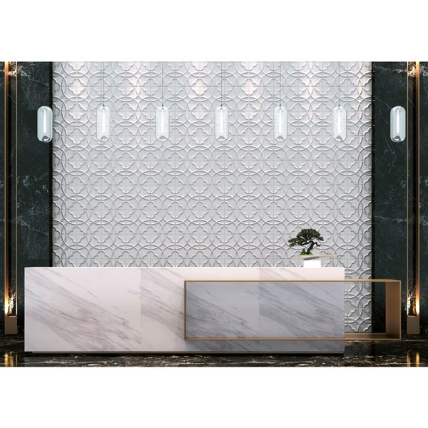 Dundee Decor Falkirk Fifer Quatrefoil Clover 3D Wall Panel - 1.6-ft x 1.6-ft - Off-White - 10-Pack