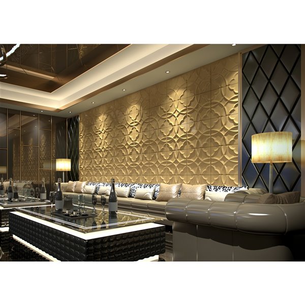 Dundee Decor Falkirk Fifer Quatrefoil Clover 3D Wall Panel - 1.6-ft x 1.6-ft - Off-White - 10-Pack