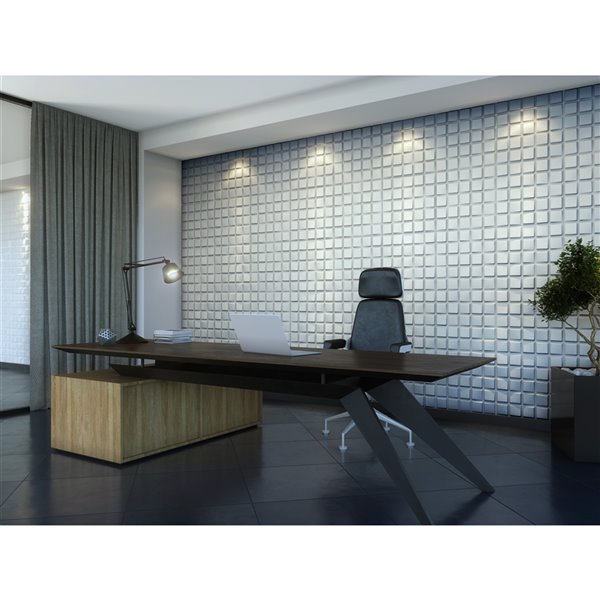 Dundee Decor Falkirk Fifer Geometric Cubes 3D Wall Panel - 1.6-ft x 1.6-ft - Off-White - 10-Pack