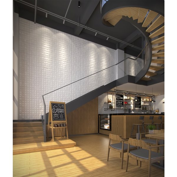 Dundee Decor Falkirk Fifer Geometric Cubes 3D Wall Panel - 1.6-ft x 1.6-ft - Off-White - 10-Pack