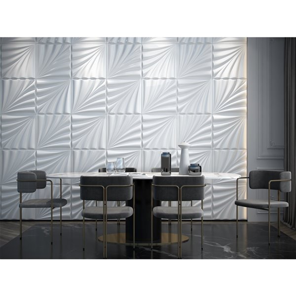 Dundee Decor Falkirk Fifer Abstract Eruption 3D Wall Panel - 1.6-ft x 1.6-ft - Off-White - 5-Pack