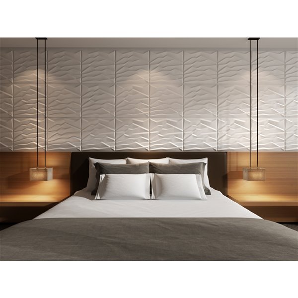 Dundee Decor Falkirk Fifer Abstract Hills 3D Wall Panel - 1.6-ft x 1.6-ft - Off-White - 10-Pack