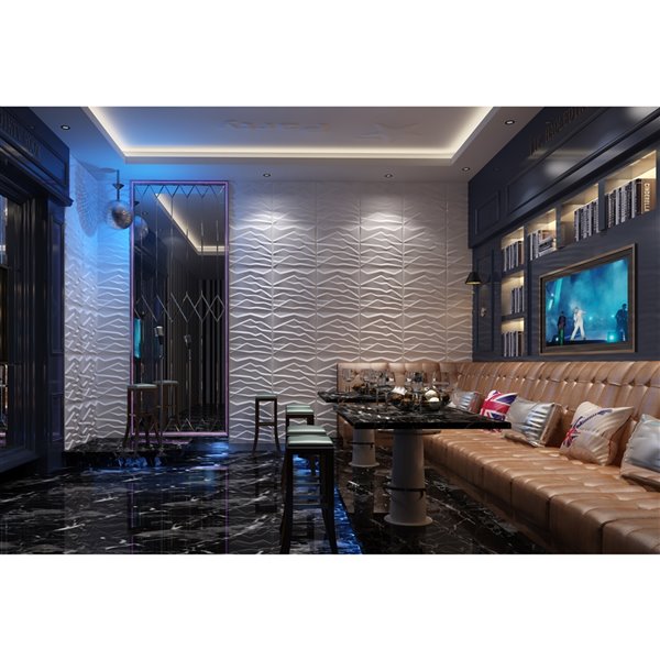 Dundee Decor Falkirk Fifer Abstract Hills 3D Wall Panel - 1.6-ft x 1.6-ft - Off-White - 10-Pack