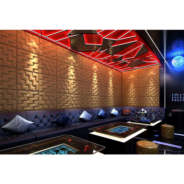 Dundee Decor Falkirk Fifer Chevron Zigzag 3D Wall Panel - 1.6-ft x 1.6-ft - Off-White - 5-Pack