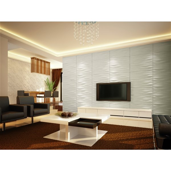 Dundee Decor Falkirk Fifer Abstract Dune 3D Wall Panel - 2.6-ft x 2.1-ft - Off-White - 1-Pack