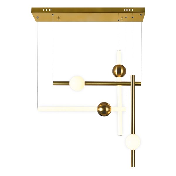 CWI Lighting Baton LED Modern Island Chandelier - Brass
