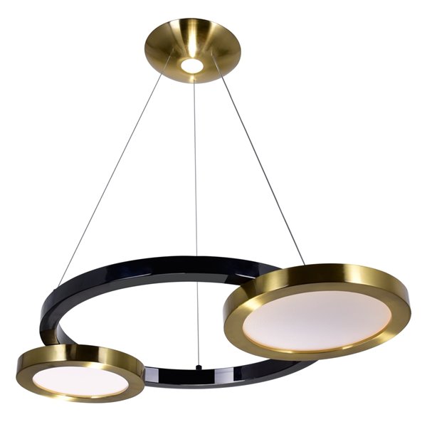 CWI Lighting Deux Lunes LED Chandelier - Sun Gold/Pearl Black